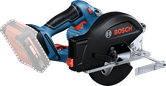 Bosch GKM 18V-50 cordless circular saw for wood cutting.