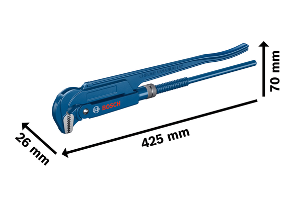 Sanitary Corner Pipe Wrench, 90°, 420 mm Professional