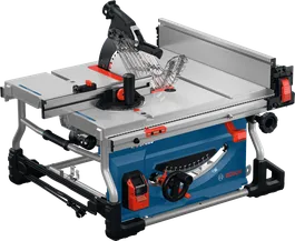 Bosch GTS100-254 table saw with angle adjustment.