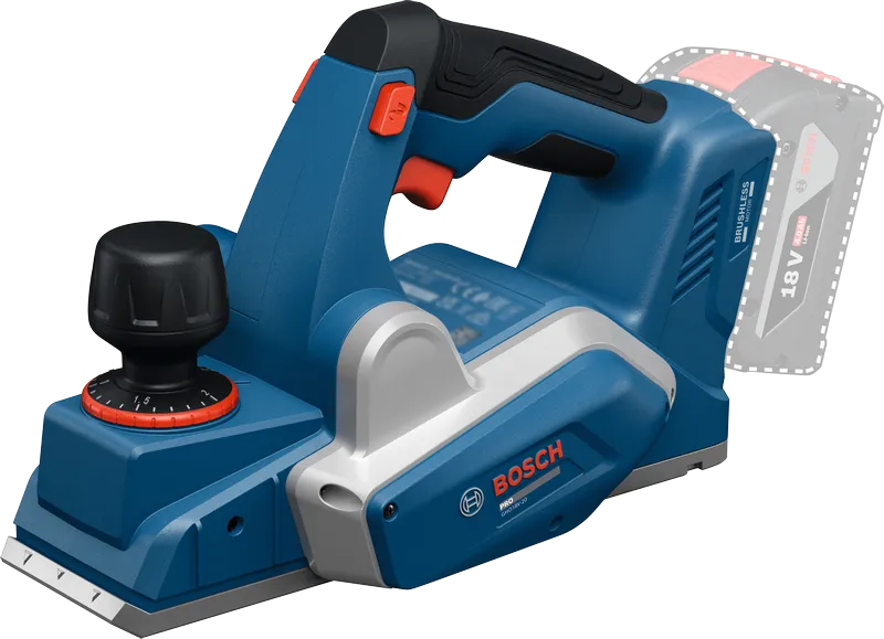 Bosch GHO18V-20 cordless planer with adjustment knob.