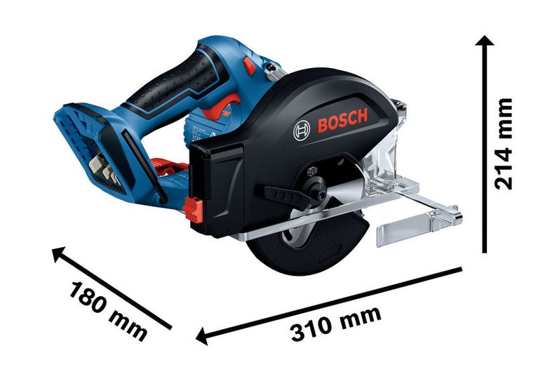 Bosch GKM 18V-50 cordless circular saw, 310 mm length.