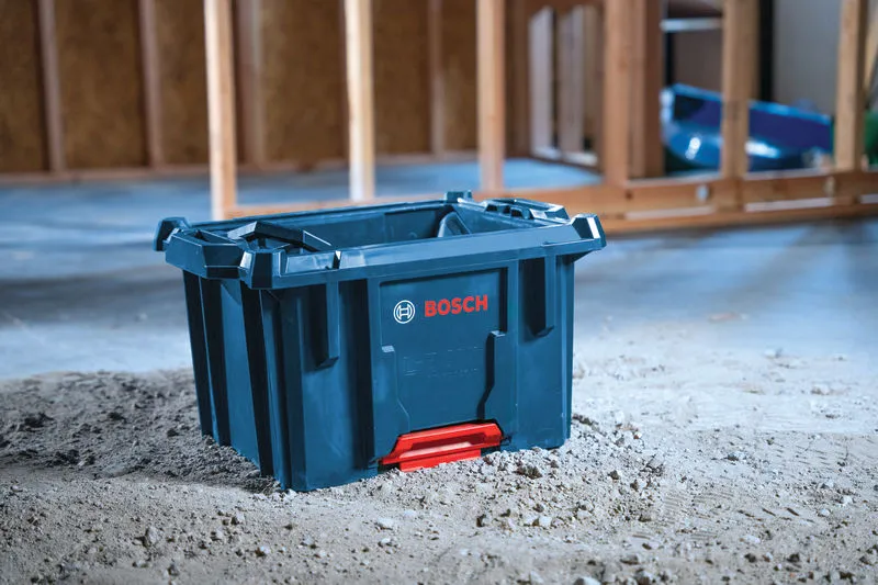 Bosch L-BOXX contractor crate on a construction site.