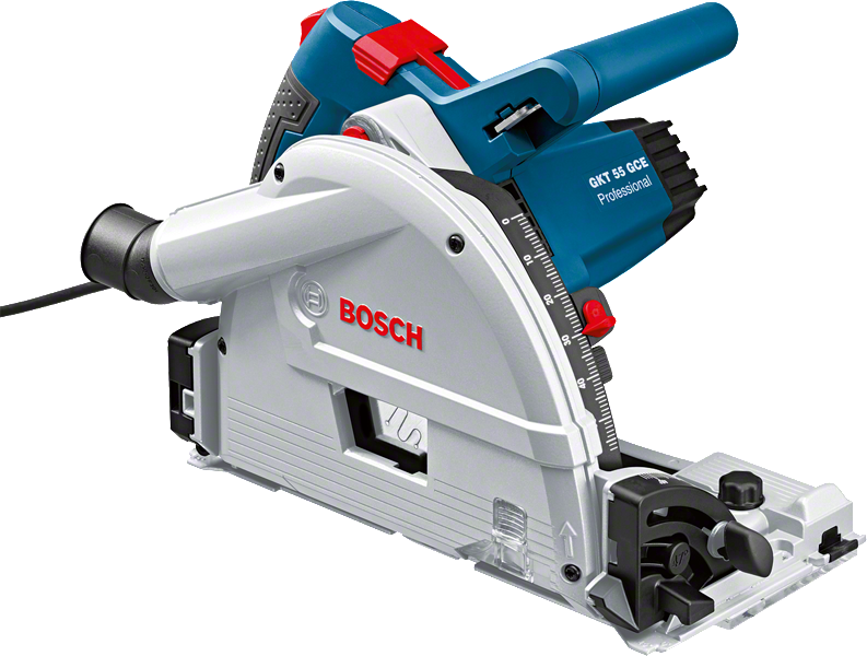 Bosch GKT 55 GCE track circular saw for precise cutting.