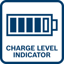 Battery charge level indicator shows the level of remaining battery charge